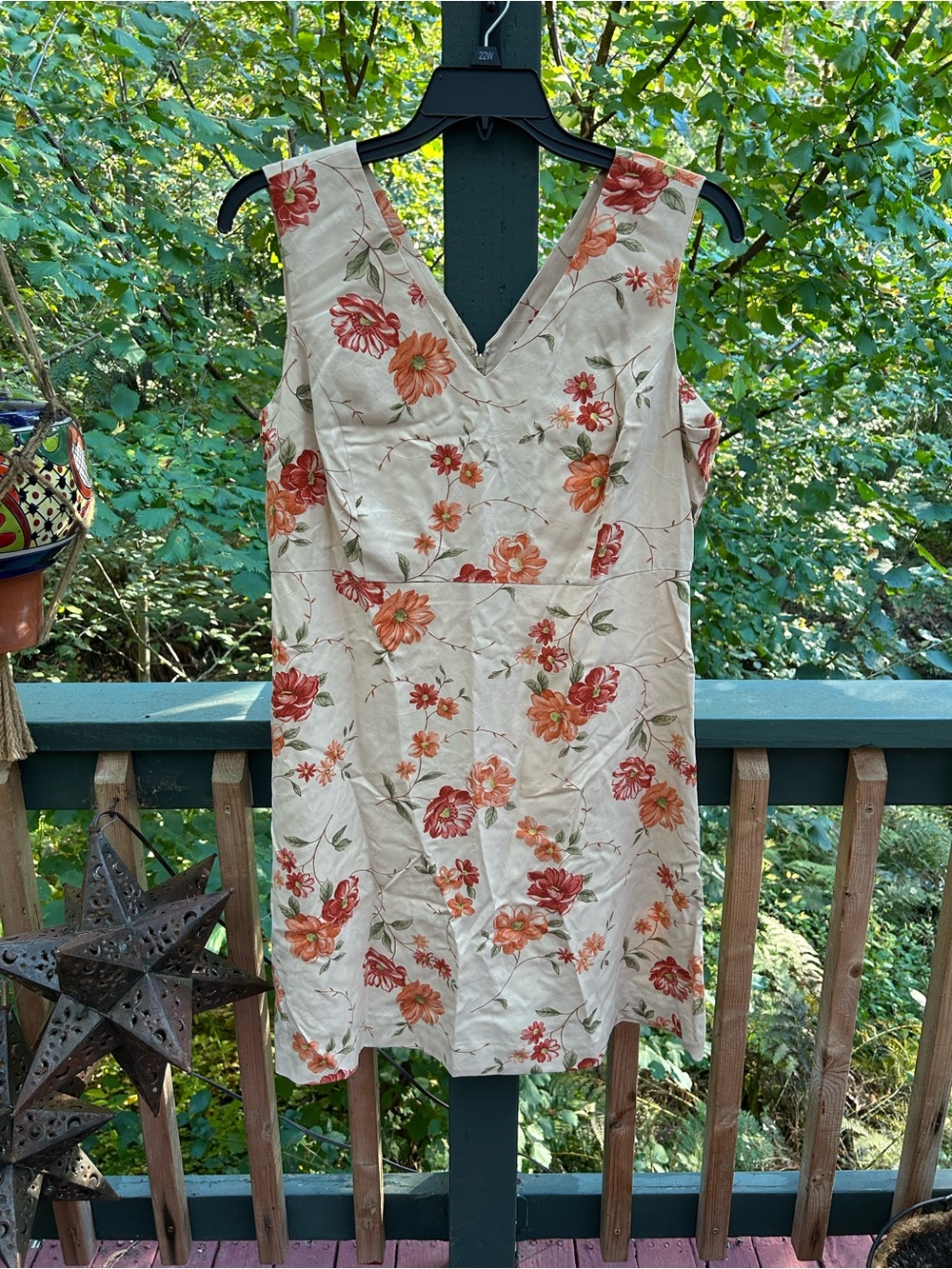 Izod Washable Silk Sleeveless Dress in Cream and Coral
